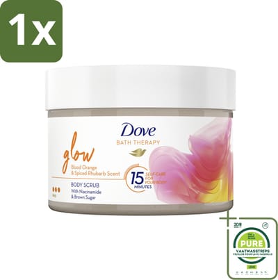1 x Dove Bath Therapy Glow - Bodyscrub - Bloedsinaasappel & Rabarber - 295 ml - Huidverzorging - Body Scrub - Stralende Huid - Niacinamide - Bruine Suiker
