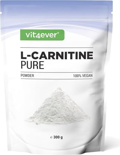 L-Carnitine Pure - 300 g zuiver poeder zonder toevoegingen - 100% L-carnitine tartraat - 100 porties met 3000 mg carnitinepoeder - laboratoriumgetest - veganistisch - hoge dosering - premium kwaliteit - Vit4ever