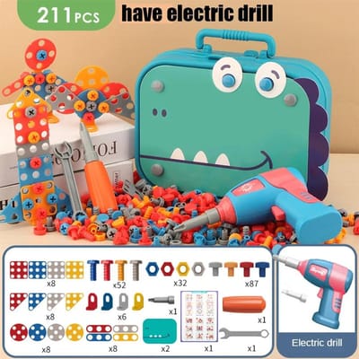 Kinderspeelgoed Gereedschapset Elektrische Boor Schroef Moer 3D Puzzels Speelgoed Doen alsof Betrokkenheid Met Reparatiekist Boren Montage Leergericht