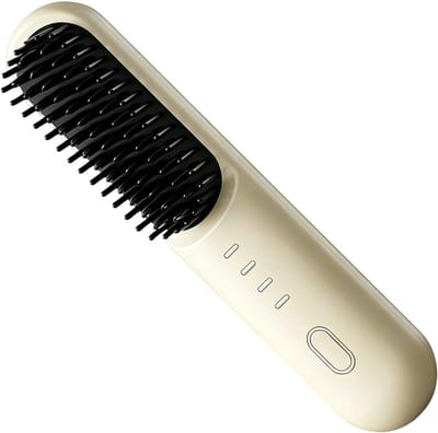 Stijltang voor dames | Oplaadbare stijltang met kamvorm en 4 temperatuurstanden | Geschikt voor dames, heren, op reis, voor kort en lang haar - Lichtgeel