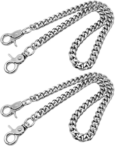 Dailygoods- Slangketen 50 Cm - Roestvrijstalen Sleutelhanger - Portemonnee Ketting - Punkslangketen - Duurzaam Metaal - 2 Stuks