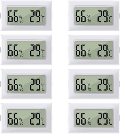 Mini LCD Digitale Thermometer en Hygrometer - 2-in-1 Luchtvochtigheidsmeter voor Broeikas en Kelder - 8 Stuks