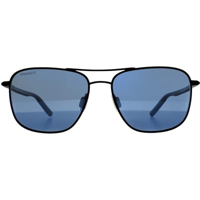 Serengeti Aviator Heren Mat Zwart Mineraalblauw 555nm Gepolariseerd Spello