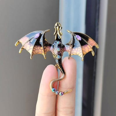 Mode Email Draak Broches Voor Mannen Vrouwen Strass Vliegende Draak Kleding Pak Feest Kantoor Broche Spelden Sieraden Accessoires black