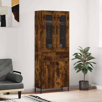 vidaXL - Hoge - kast - 69,5x34x180 - cm - bewerkt - hout - gerookt - eikenkleurig
