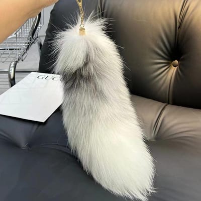 Enorme Pluizige Nepbont Vosstaart Sleutelhanger Therian Staart Vosstaart Sleutelhanger Bont Hanger Sleutelhanger Sleutelhanger Hanger Cadeau voor Vrouwen Meisje white