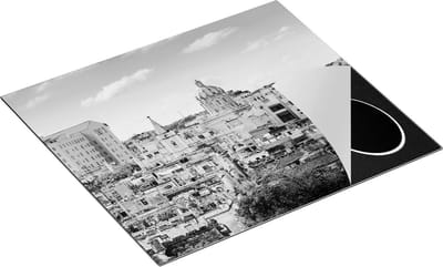 Chefcare Inductie Beschermer Havana Stad in Cuba - Zwart Wit - 60x50 cm - Afdekplaat Inductie - Kookplaat Beschermer - Inductie Mat