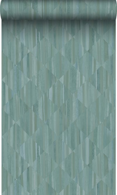 Origin Wallcoverings behang 3D-houtmotief blauwgroen - 50 x 900 cm - 347869