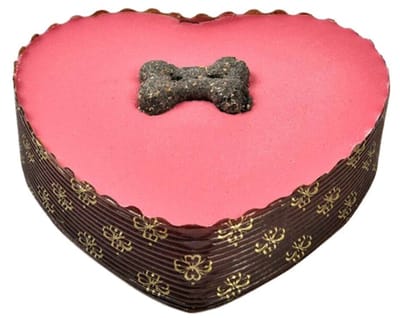 Hondenfeesttaart 10cm The Barking Bakery - Roze Hart met Yoghurt Topping - Inclusief Kaars