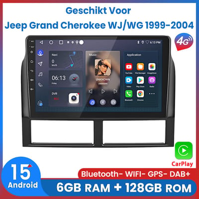 Awesafe Autoradio - Geschikt Voor Jeep Grand Cherokee WJ/WG 1999 t/m 2004 - Ram 6GB + Rom 128GB - Android15.0 Systeem - Draadloze Carplay Android Auto - 9 Inch 8kern V1PRO Radio Scherm - GPS Navigatie 4G WiFi Bluetooth - Ondersteuning invoegen 4G SIM