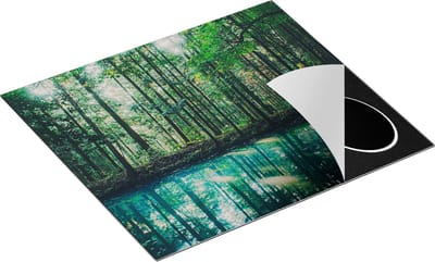 Chefcare Inductie Beschermer Bos bij een Groen Meer - 60x50 cm - Afdekplaat Inductie - Kookplaat Beschermer - Inductie Mat