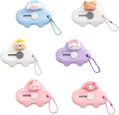 Set van 6 Uittrekbare Briefopeners voor School en Kantoor, Handige Sleutelhanger en Pocket Opener voor Verpakkingen en Enveloppen