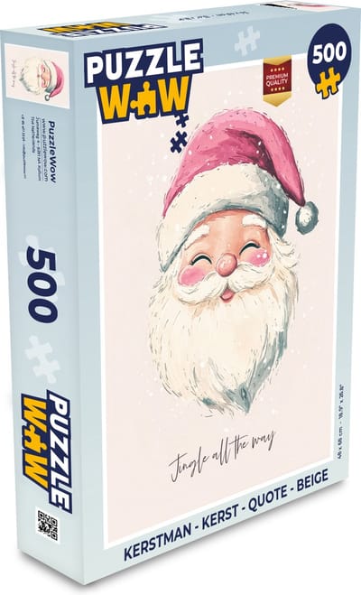 Puzzel Kerstman - Kerst - Quote - Beige - Legpuzzel - Puzzel 500 stukjes - Kerst - Cadeau - Kerstcadeau voor mannen, vrouwen en kinderen