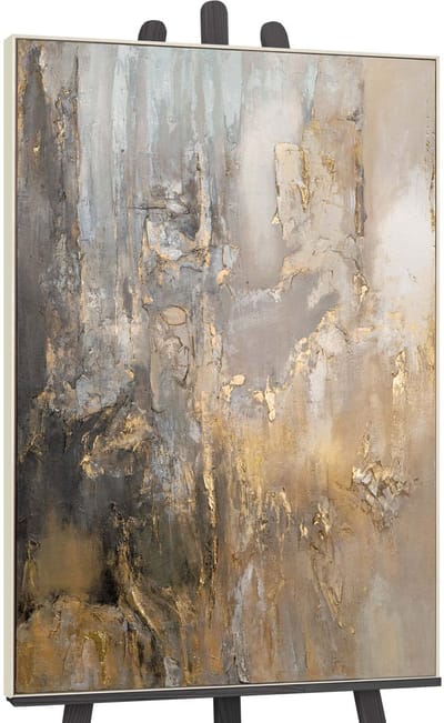 Canvas schilderij groot handgeschilderd gouden horizonten abstract warm – YS-Art Gallery – Luxe wanddecoratie voor woonkamer – Modern schilderij voor slaapkamer en kantoor