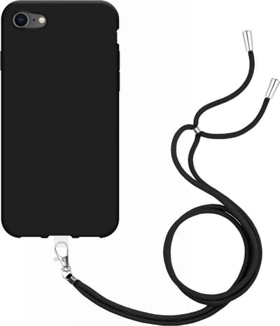 Just in Case hoesje met koord geschikt voor iPhone 8 / 7 Hoesje met Koord - Flexibele Case - Zwart