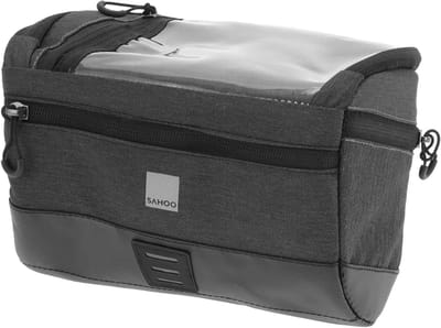 Fietsstuur tas met reflecterend voorvak van polyester, ideaal voor mountainbike en racefiets, grijs/zwart