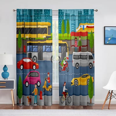 Landschap Woestijn Zonsondergang Snelweg Weg Transparante Raamgordijnen voor Woonkamer Keuken Kinderkamer Tule Voile Hanggordijn 1 PCS W100XH250cm&Grommet Top