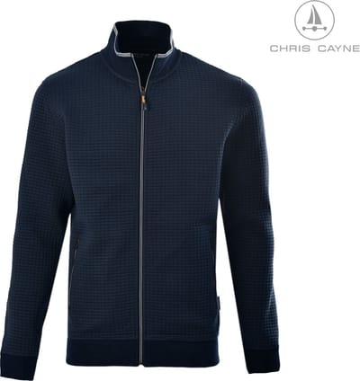 Chris Cayne herenvest - M - doorrits - zakken met rits - donkerblauw - wafelstructuur - jersey