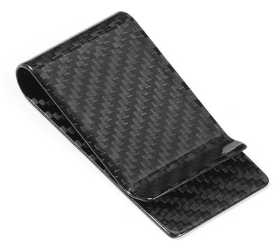 EXCITAT Pasjeshouder - Geldclip - Unisex muntenhouder - Perfect voor geld, visitekaartjes, creditcards - Koolstofvezel - Zwart