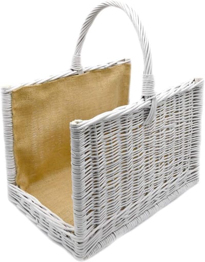 Rieten Houtmand met Jute Binnenvoering – Stevige Houtopslag met Handvat