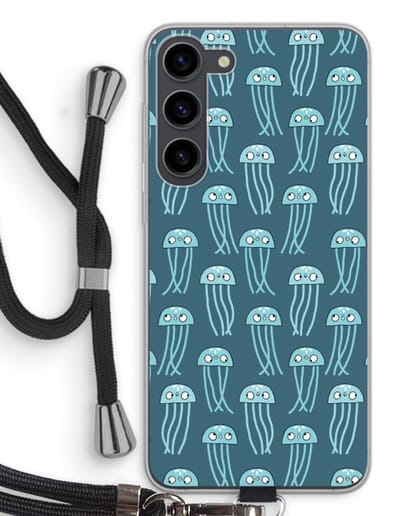 Case Company® - Hoesje met koord geschikt voor Samsung Galaxy S23 Plus hoesje met Koord - Kwallie - Telefoonhoesje met Zwart Koord - Bescherming aan alle Kanten en Over de Schermrand