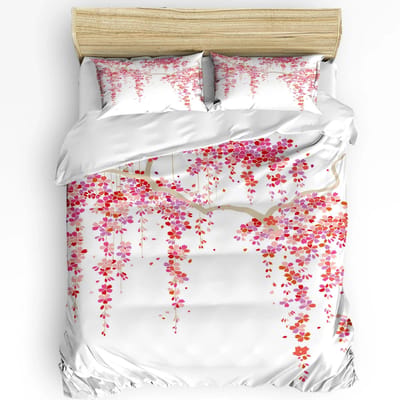 Bloemen Beddengoed Set Dekbed Dekbedovertrek Kussenslopen Klaprozen van Lente Seizoen Pastorale Bloemen Bot Beddengoedovertrek Tweepersoonsbed Set US King(264x228cm)