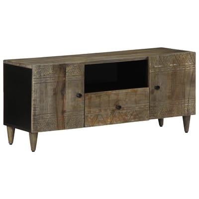 vidaXL - Tv-meubel - 105x33,5x46 - cm - massief - mangohout - lichtgrijs