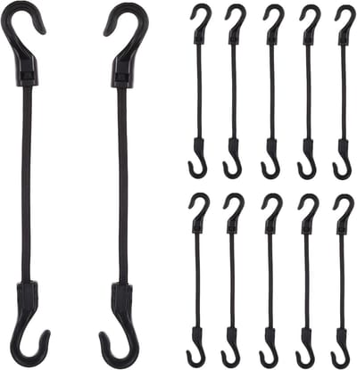 Verstelbare elastische spanbanden met haken, 10 cm, ideaal voor tenten, vrachtwagens en tarpaulins, set van 12