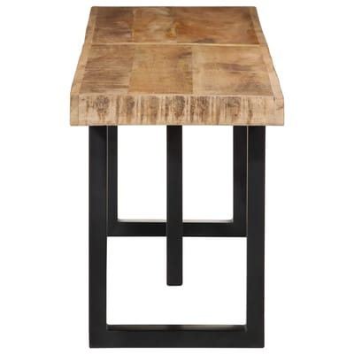 vidaXL - Bankje - 160 - cm - massief - ruw - mangohout - en - staal