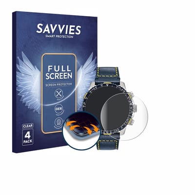 Savvies - Screenprotector voor Citizen Blue Angel Skyhawk JR3080-51L - Folie Beschermfolie transparant volledig dekking 4 Stuks