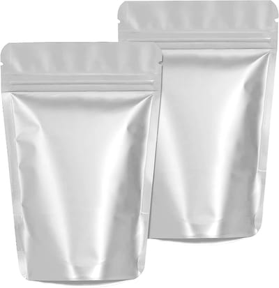 100 Stuks Mylar Zakjes - Geurresistent, Folie Zipper, Herbruikbare Staande Pouches voor Voedselopslag, Snoep, Koekjes en Badzout (4 x 6 inch, Zilver)