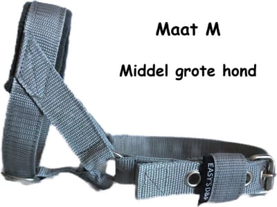 Hoofdhalster hond - Anti trek - Licht grijs - Maat M - Gevoerd - Antitrek hoofdhalster hond - Halster hond - Anti trek hond