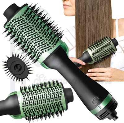Multifunctionele Föhnborstel 4-in-1 – Haardroger, Krultang & Stijltang in één – 2000W Styling Brush met 3 Programma’s – Hot Air Brush met Krul- & Stijlfunctie – CE Gecertificeerd – Zwart/Groen – Volumeborstel – 72777