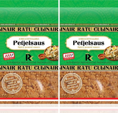 Ratu Culinair | 2 x 400gr Petjelsaus | Ambachtelijk bereid | Pittige pindasaus | glutenvrij | vegetarisch