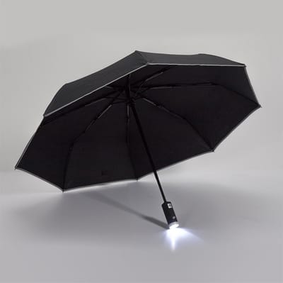 Automatische Paraplu met Geïntegreerde LED Zaklamp - Ø 94 cm - Opvouwbaar en Windbestendig - Ideaal voor Regenachtige en Donkere Dagen - Zwart
