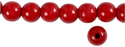 Houten Kralen, d 12 mm, gatgrootte 3 mm, ca. 40 stuk, rood, 22 gr/ 1 doos