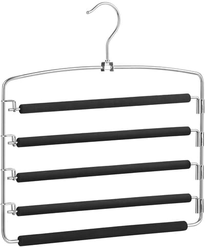 SONGMICS - Kledinghangers - Kledinghangers Set van 3 - Metalen Broekhangers - Antislip Bekleding - Ruimtebesparend
