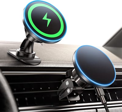 Gloovon® - Telefoonhouder Auto - MagSafe Autohouder - Autohouder Voor Ventilatierooster & Dashboard - Geschikt voor iPhone 17/16/15/14/13/12 - Draadloos laden - Zwart