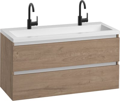 Saqu Gaia Badkamermeubel Set - 120x52 cm - Voorgemonteerd - Bruin - Wastafelmeubel - Badmeubel