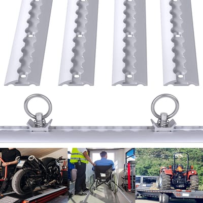 Froadp 8 stuks Aluminium airline-railset, zilver, halfronde vorm voor het vastzetten van ladingen, voor campers, aanhangers, vrachtwagens, geboorde sjorrail