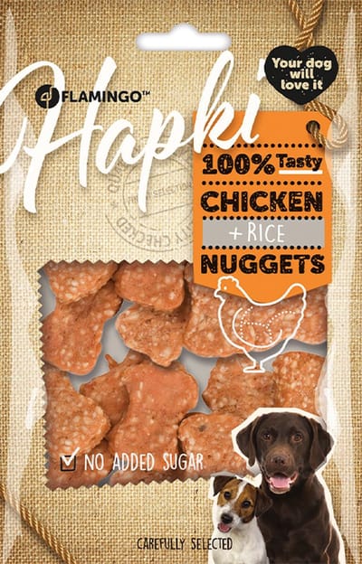 flamingo Hapki - hondensnack 85 gr chicken en rice nuggets - geen toegevoegde suiker