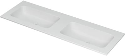 INK Aspekt Wastafel Porselein Dubbel Zonder Kraangaten - 1400x450x15 mm - Mat Wit