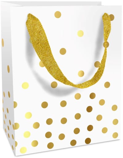 Tasje 12x36x8cm Golden Dots zwart