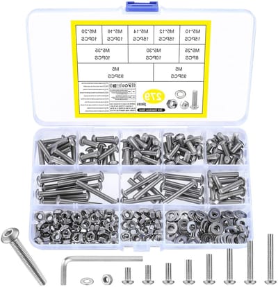 Complete Set van 279 Stuks M5 Schroeven met Moeren, Lenskop Schroeven, RVS Schroeven en Wasmachines voor Diverse Toepassingen