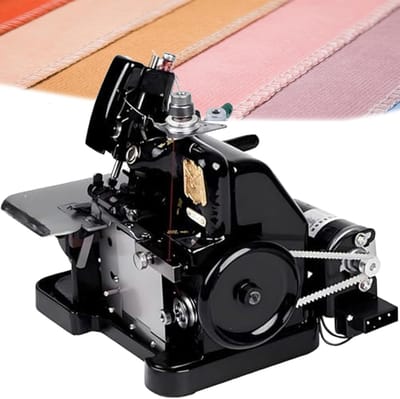 Overlockmachine Industriële Kwaliteit - Naaimachine Zwaar - Professioneel Naaiwerk - Instelbare Snelheid Voetschakelaar - 255x210x270mm - Zwart