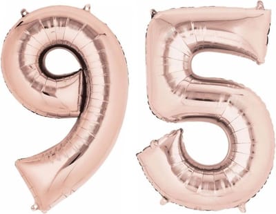 Ballon Cijfer 95 Jaar Rose Goud Helium Ballonnen Verjaardag Versiering Cijfer Ballon Feest Versiering Met Rietje - 86Cm