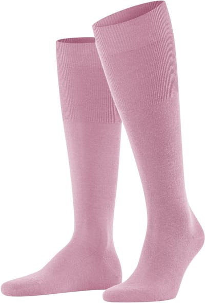 FALKE Airport lang eenkleurig wol katoen kniekousen heren roze - maat 41-42