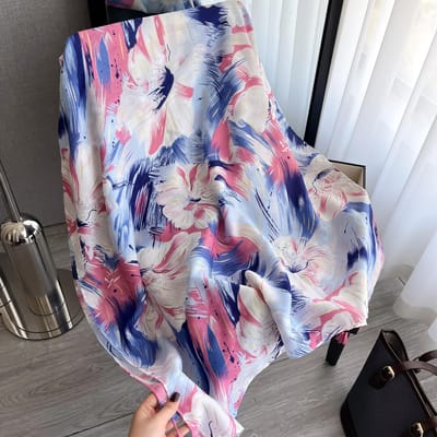 Strand Zonnescherm Zakdoek Luxe Ontwerp Vierkante Sjaals Dames Populair Hoofddoek De Vier Jaargetijden Hoofddoek gray