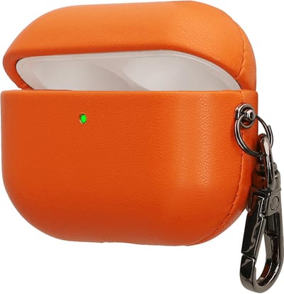 kwmobile Kunstleren hoes voor Apple Airpods Pro 2 / Pro 1 – Slim cover met karabijnhaak – Opbergtasje voor oordopjes – Etui in oranje