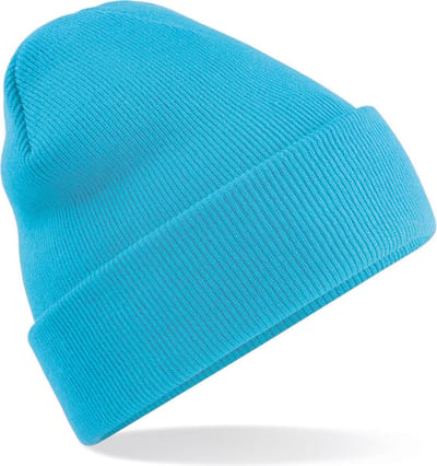 Beechfield Beanie Wintermuts - 100% soft Acryl - lichtblauw - Super soft - Brede omslag band - dames/ heren